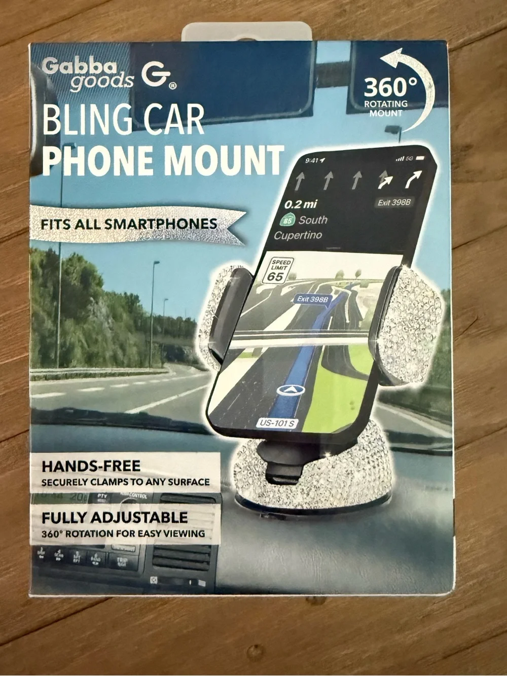 Sparkling Rhinestone Car Phone Holder Mount for Women Bling Dashboard Windshield